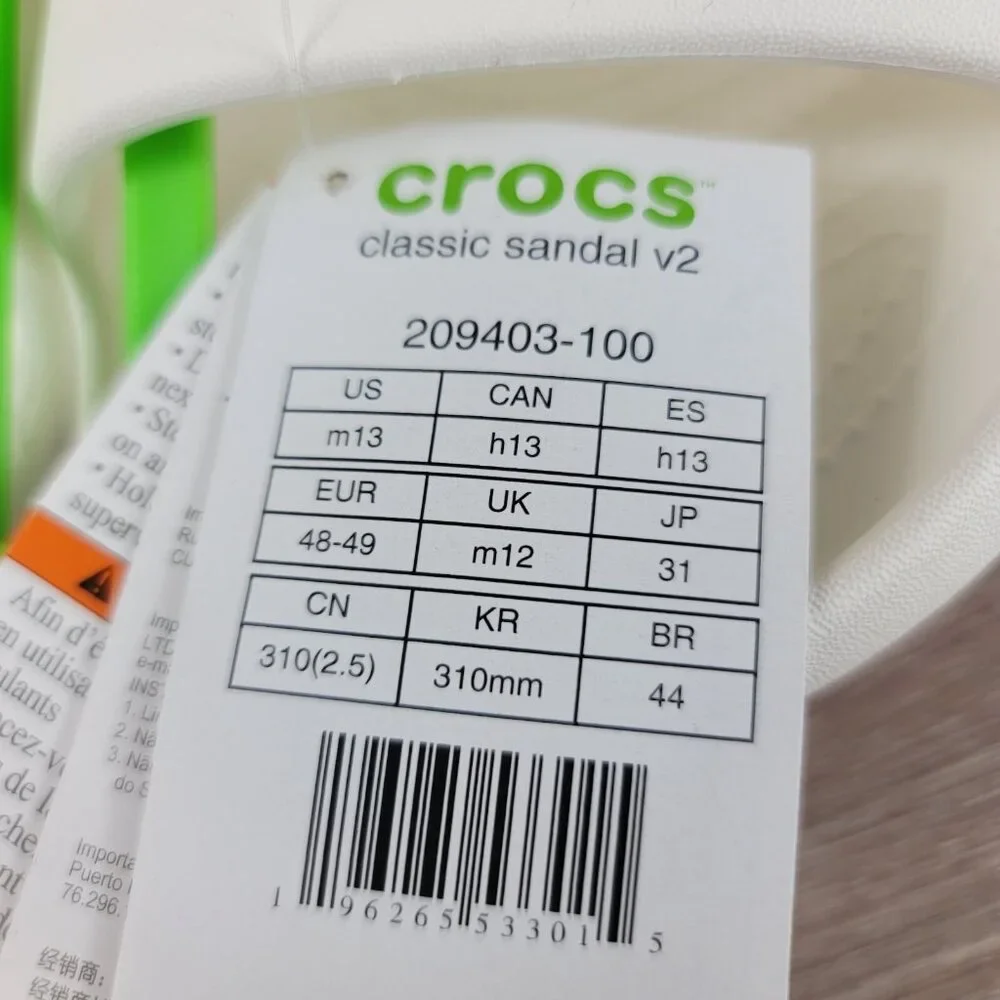 NEW Crocs Classic V2 Slides Sandals Men's Size 13 All White Comfort Water Shoes - Picture 7 of 7